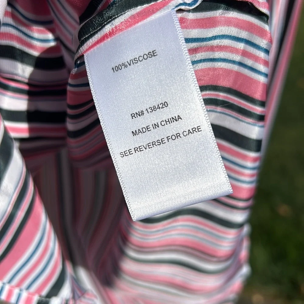 NWOT Etcetera Striped Blouse Pink and Green Size 2 - Picture 10 of 16